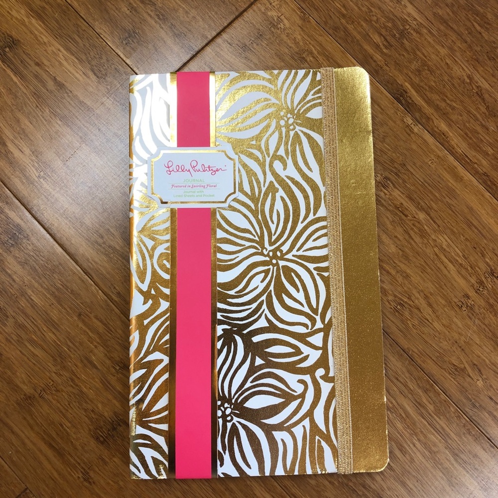 New Lilly Pulitzer Gold Swirling Floral Journal